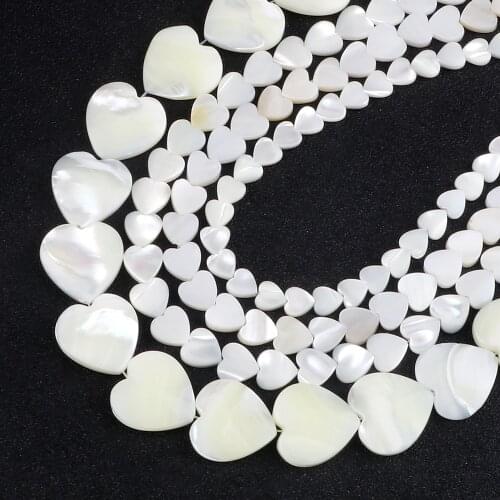 White Piercing Love Shell Natural Mother Of Pearl Loose Spacer Beads Heart Freshwater Chip Charm For Jewelry Making DIY 6/8/15mm