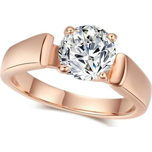 Brand TracysWing Genuine Austrian Crystals Zirconia Wedding Rose gold Color Rings for Women healthy Anti Allergies #RA13299r