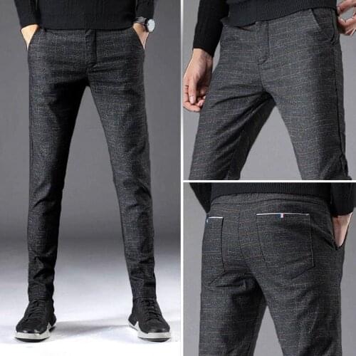 Golf Slim Trousers Elastic Plaid Pants Spring Autumn Men Golf Business Self-cultivation Leisure Lattice Comfortable 5XL 4XL XXXL