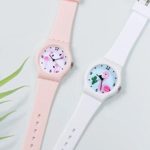Rubber Flamingo Girls Watches Women Candy Color Children Watch Female Quartz Wristwatches Relogio Feminino Zegarek Damski