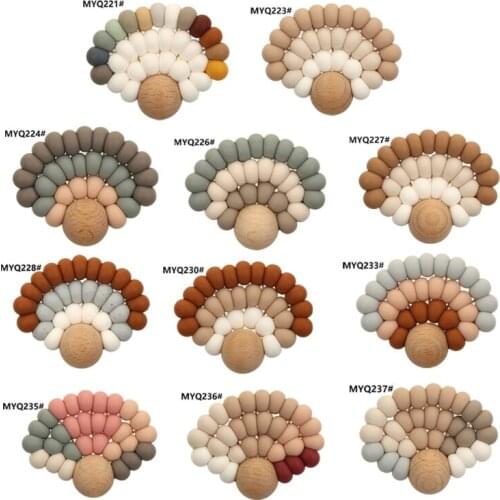 Baby Teether Wood Rring Rattle Food Grade Silicone Teether DIY Teething Toy