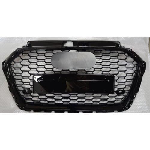 For RS3 Style Front Sport Hex Mesh Honeycomb Hood Grill Gloss Black for Audi A3/S3 8V 2017-2019 car accessories