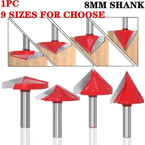 1PC 8mm Shank 60 90 120 150 Degrees V Groove Wood Router Bit Solid Carbide End Mill Woodworking Tools