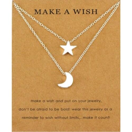A Set) Moon Star Necklaces Mother Daughter Heart Chain Necklace Couple Mom Birthday Sister Gift Best Friends Women Men Jewelry