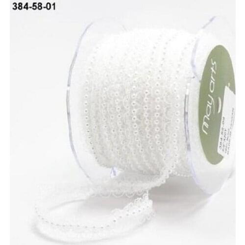 5M* Vintage Style Lace White Pearl Ribbon Trim Sewing craft Wedding Party Decoration (N.B. this is a cut from a roll) 7LS06