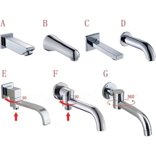 Brass wall mounted faucet spout Square and Round brass chrome spouts shower faucet accessories Shower Arm Faucet Accessories