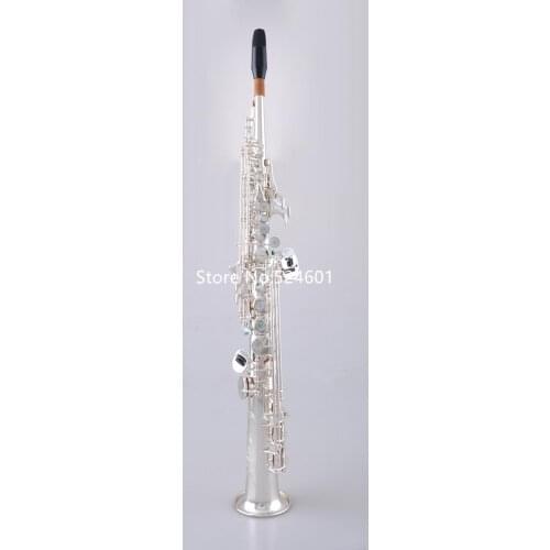 Hot Selling MARGEWATE Straight Soprano S-902 B Flat Saxophone Brass Silver Plated Instruments Music With Mouthpiece Case