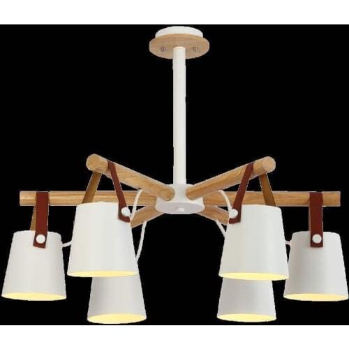 Industrial Style Chandeliers For Foyer Modern Lustre With Iron Lampshades Bedroom Lamp 110V 220V Wooden Kitchen Lighting