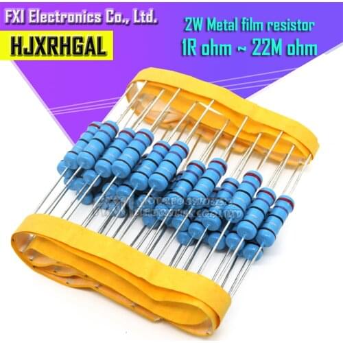 10pcs 2W Metal film resistor 1% 1R ~ 1M 2.2R 4.7R 10R 22R 47R 100R 220R 470R 1K 10K 100K 2.2 4.7 22 47 100 220 470 ohm