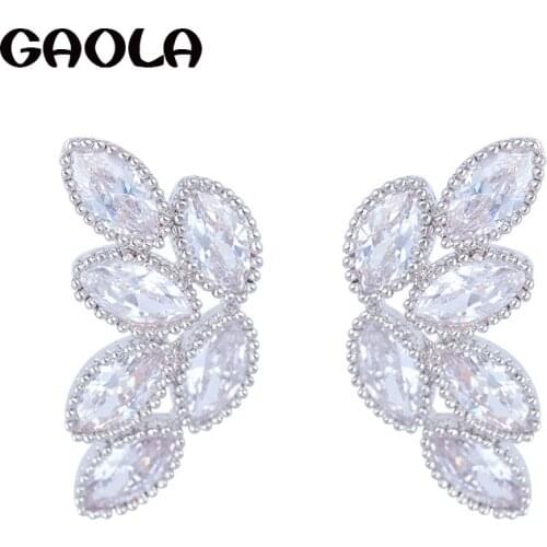 Fashion AAA Cubic Zircon Pear Cut Jewelry For Women Bridal Wedding Gifts Stud Earrings GLE4023