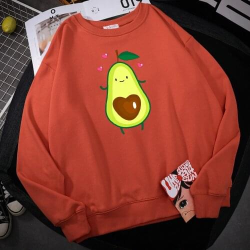 Avacado Has A Heart Shape Pit Printed Male Sweatshirts simple Oversized Hoodies Street Fleece Hoodie Loose O-Neck Pullover Tops