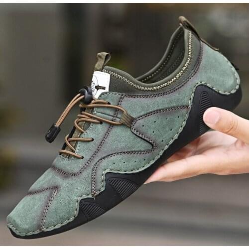2021 Designer Mens Casual Shoes Men Outdoor Quality Leather Loafers Man Flats Shoes Moccasins For Men Shoes Big Size 38-48 Green