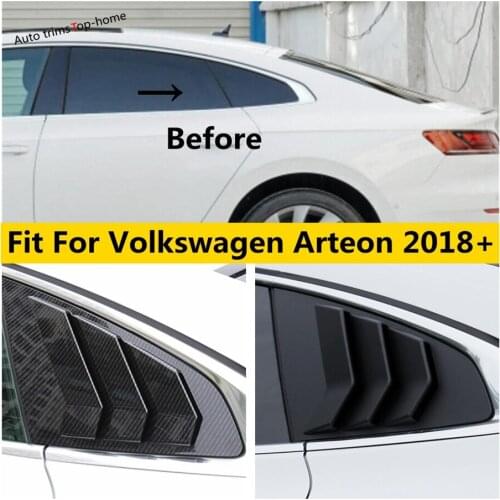 Yimaautotrims Rear Window Triangle Shutter Cover Trim Black Matte / Carbon Fiber Look Exterior For Volkswagen Arteon 2018 - 2021