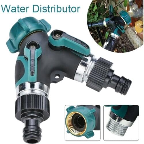 New 2 Way Water Distributor Brass Garden Hose Faucet Manifold Valve Tap Splitter