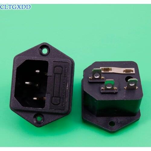 Cltgxdd AC 250V 10A Fuse Holder 3 Terminals IEC320 C14 Male Power Plug