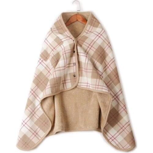 Simple Lattice Moisture-absorbing Heat-keeping Warm Flannel Office Cover Leg Cover Knee Small Blanket Lazy Buckle Shawl Blanket