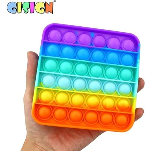 Rainbow Push Bubble Pop It Fidget Toys Stress Anti Colorful Sensory Squishy Reliever Toys for Adult Child Antistress Reliver