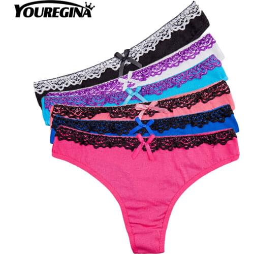 Sexy Womens Cotton G-String Thong Panties Underwear Briefs Pants Intimates Lady Low-Rise Bow Girl Cute Comfortable5pcs/set M-XL