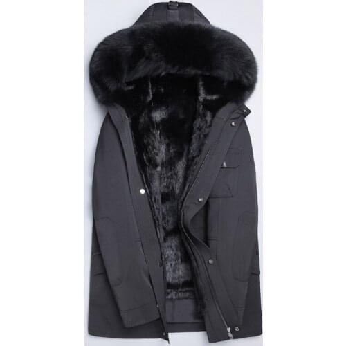 Real Fur Coat Natural Mink Fur Liner Warm Parka Mens Winter Jacket Mens Real Fox Fur Collar Luxury Jackets Plus Size 5xl MY1598