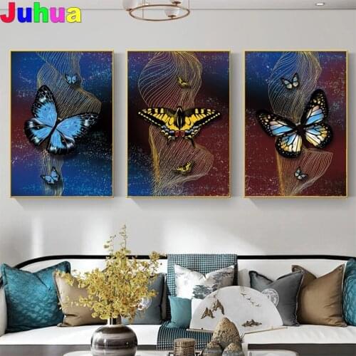 Nordic Modern Gold Ribbon Butterfly 5d diy Diamond Painting Full Drill animal Diamond Embroidery mosaic Puzzle art home decor