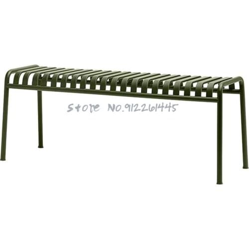 Modern Outdoor Balcony Bench Long Row Chair Backrest Anticorrosive Wrought Iron Bench Square Leisure Chair