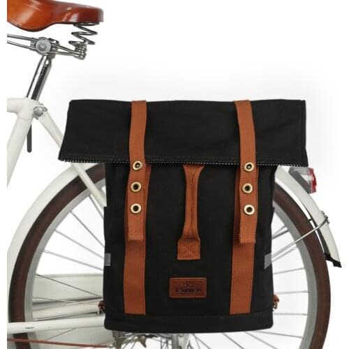 Tourbon Retro Cycling Bike Pannier Bicycle Rear Rack Bag Luggage Tote Shoulder School Bags City Commuting