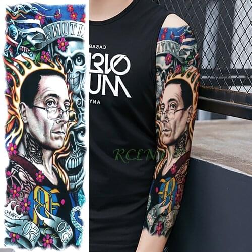 Waterproof Temporary Tattoo Sticker skull head man full arm body art fake tatto back flash tatoo sleeve tatouage for men women