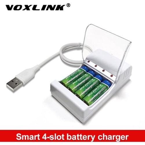 VOXLINK 4Slots Fast Charging Battery Charger USB Output Short Circuit Protection AAA/AA Rechargeable Battery Standard Station