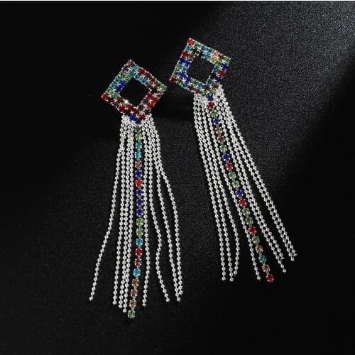 YFJEWE 2019 New AB Color Long Crystal Tassel Dangle Earrings for Women Wedding Drop Earing Brinco Fashion Jewelry Gifts E634