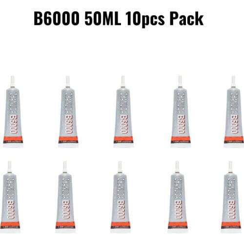 Zhanlida B6000 Pack Of 10 Clear Contact Adhesive With Precision Applicator Tip Diamond Jewelry Bonding Painting Glue - 50ML