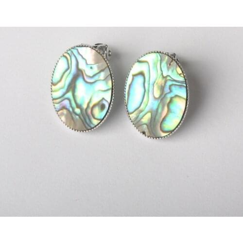 2019 New Fashion 1 Pair Natural Abalone Shell Oval Ear Clips Earrings For Women Ladies Girls Jewelry