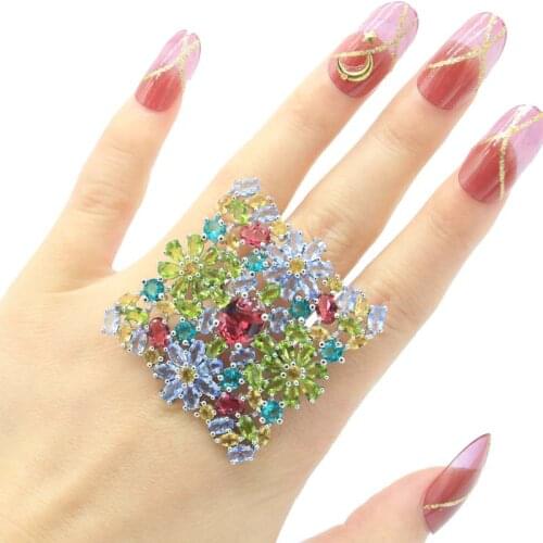 23x20mm SheCrown Hollow Heart Ring Created Paris Blue Topaz For Women Birthday Gift Silver Ring Fine Jewelry Wholesale