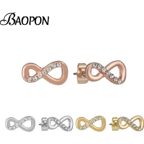 BAOPON Silver Color Vintage Fashion Gigantic Stud Earring With Crystal Earrings For Women Girlfriend Gift Jewelry Dropshipping
