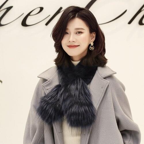 Lantafe Real Fur Winter Scarf Womens Scarf Thickening Neck Warm Splicing Material Rex Rabbit Fur And Fox Fur Whole Fur