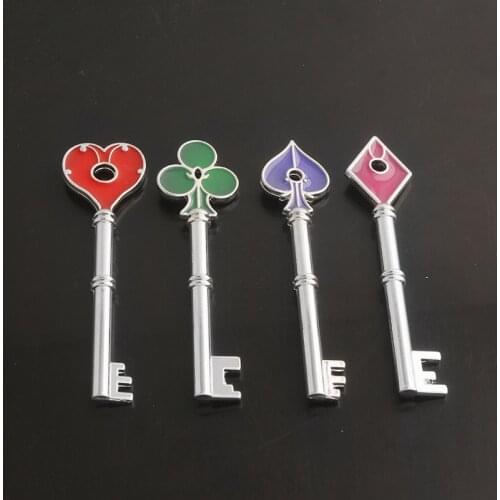 Residents Evils Remake RPD Precinct Keys Set Raccoon City Police Station Spade Club Heart Necklace for Fans Collection Jewelry