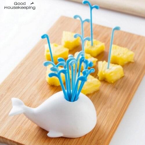 1 Set Cute Beluga White Whale Kitchen Accessories Cooking Fruit Vegetable Tools Gadgets for Party Home Decor Hall Fruit Fork Set