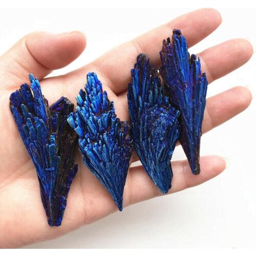1 Piece 5-20g Blue Titanium Black Tourmaline Aura Quartz Crystal Peacock Tail Decoration Crafts Natural Quartz Crystals