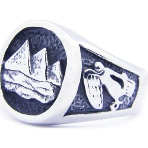 1pc Newest Size 7-11 Popular Sailboat Ring 316L Stainless Steel Band Party Fashion Jewelry Steel Ring