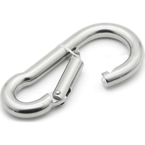 10Pcs 5x50mm Silver Multifunctional Spring shap Quick hook Chain Fastener Hook Carabiner Stainless Steel Repair Hiking Camping