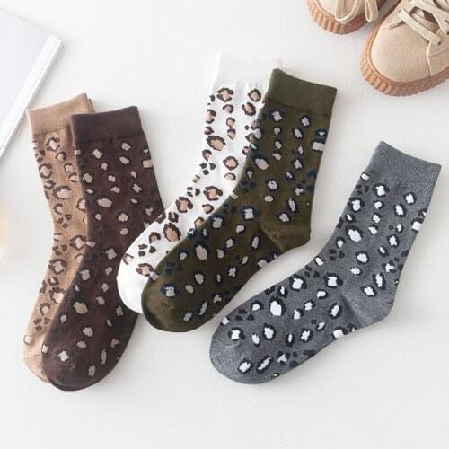 5 Pairs Pack Leopard Warm Harajuku Woman Socks Set Long Cotton Winter Korean Style Funny Meias Mulher Happy Dropship Suppliers