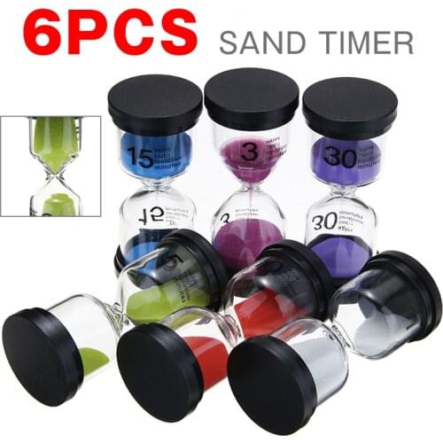 6pcs/set 6 Colors Sandglass1, 3, 5, 10, 15, 30min Six Sand Timer Clock Timer Hourglass Home Decoration Sandglass Gift For Friend