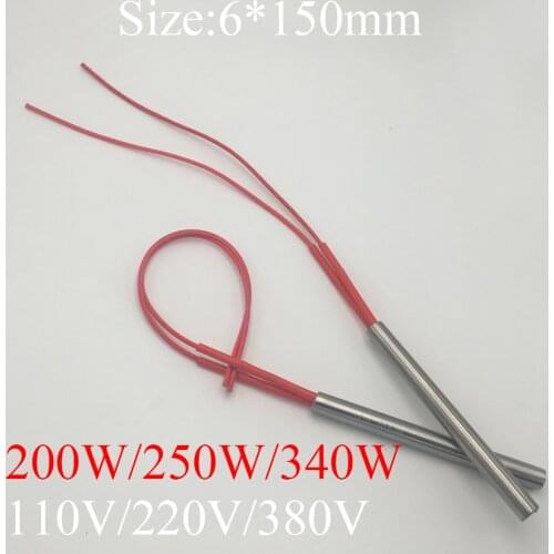 6x150 6*150mm 120W AC 220V Stainless Steel Cylinder Tube Mold Heating Element Single End Cartridge Heater