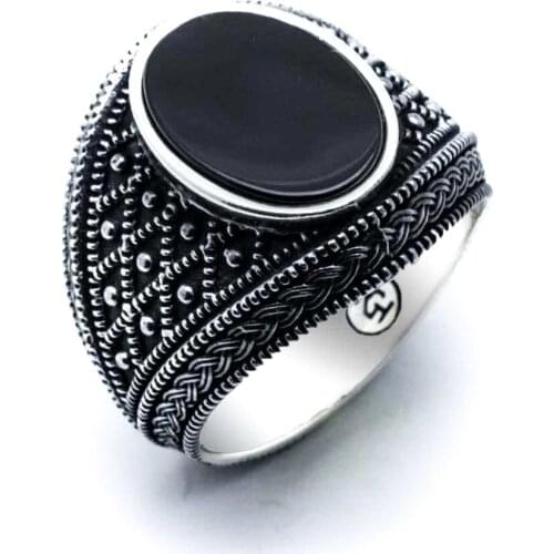 925 sterling Silver Black Onyx Cubic Zirconia Men Ring