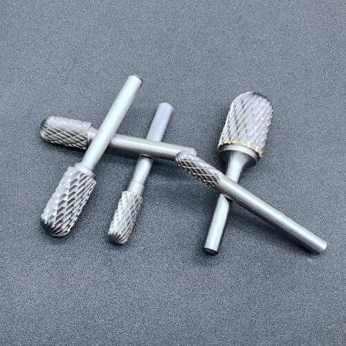 C Style Micro Grain Solid Carbide Burr Cylinder Shape with Radius End Rotary Burr File with 1/4 Inch shank