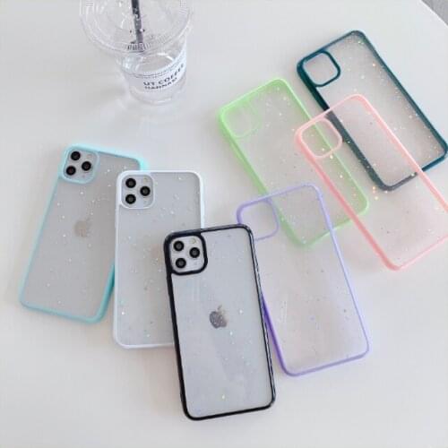 Cute Glitter Gold Foil Galaxy Star Candy Pink Purple Phone Case for iPhone 11 Pro Xs Max XR X 7 8 Plus SE 2020 Clear Back Cover
