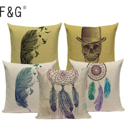 Colorful Feather Cushion Cover Angel Throw Pillow Dream Heart Cotton Linen Decor Bedroom Home Sofa for Car Custom Pillow Case
