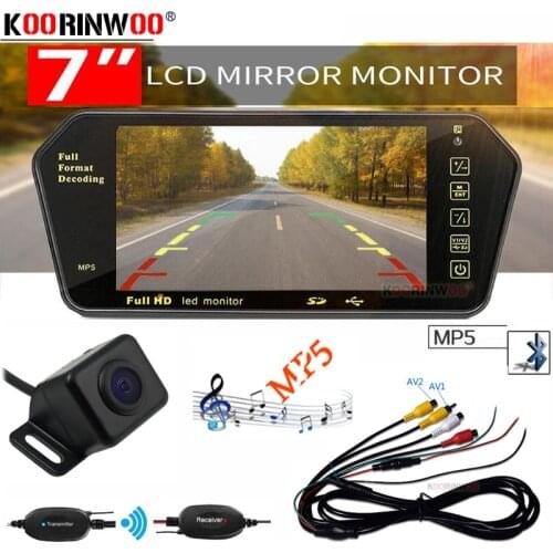 Koorinwoo AHD 7 Inch TFT LCD Bluetooth MP5 Colorful Mirror monitor HD 1024*600 wireless Rear view camera Parking Video System