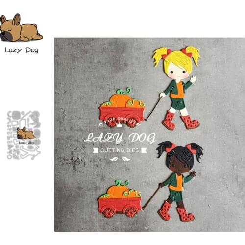 Girl Pulling Cart Metal Cutting Dies Scrapbooking Stencil DIY Mold Knife Craft Embossing Die Cuts Card Making New Dies For 2020