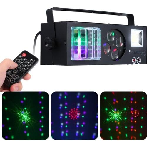 DJ Show 60W 4in1 Pattern Laser Strobe Magic Ball Stage Light with Remote Control Auto-run DMX512 Sound Activated for Party Disco