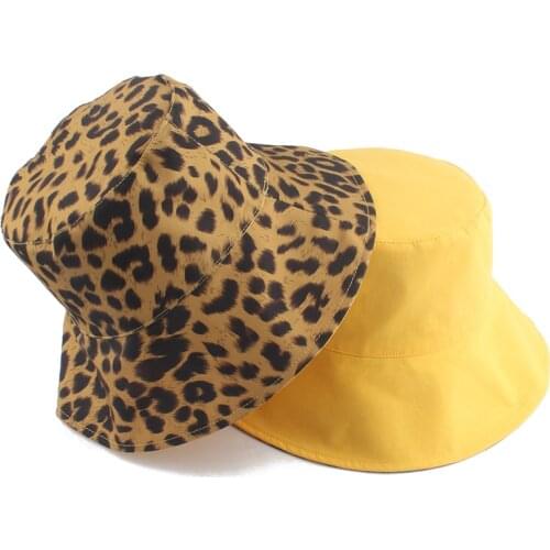 2021 Two Side Leopard Black Bucket Hat For Women Men Reversible Panama Sun Hat Summer Ladies Beach Sun Protection Fisherman Hats